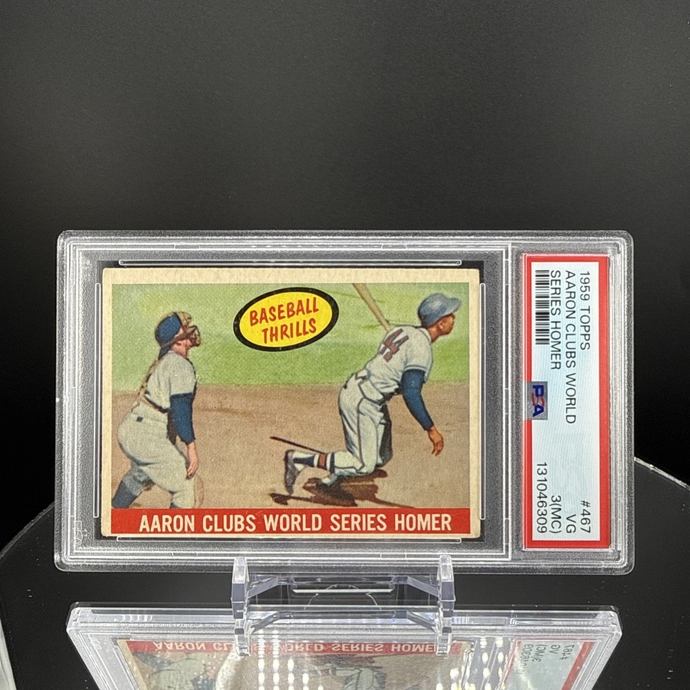 1959 Topps #467 Hank Aaron Clubs World Series Homer - PSA 3